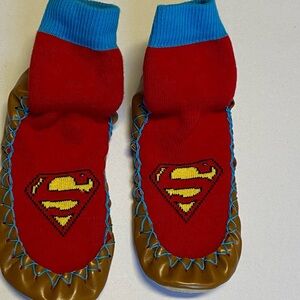 Anna Anderson Superman Red slippers socks Sz 12- 1Y